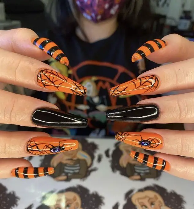 Orange Halloween Nails