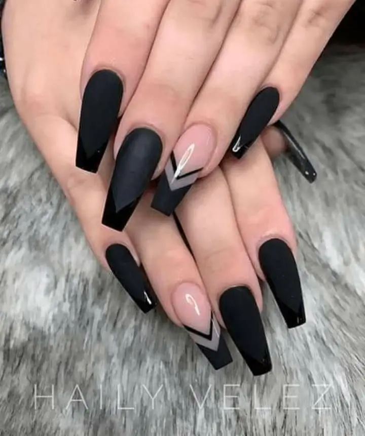 Coffin Shaped Black Nails