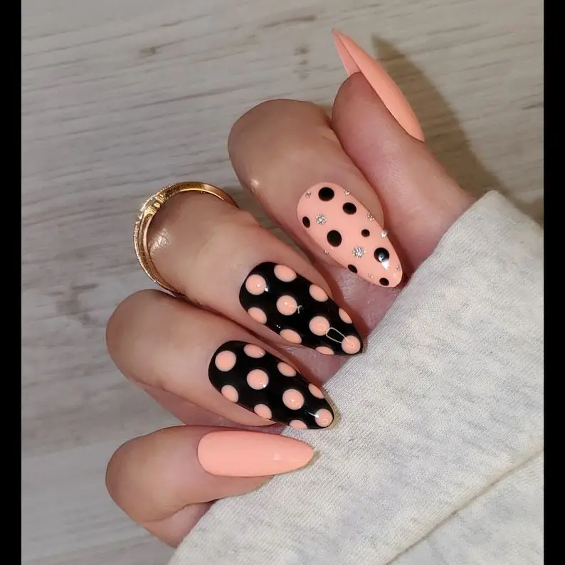 coffin shaped nails designs dots