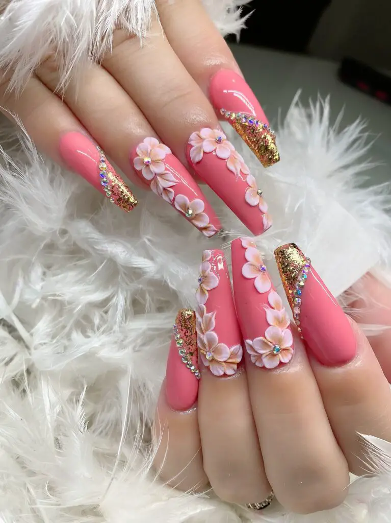 coffin shaped nails designs 3d