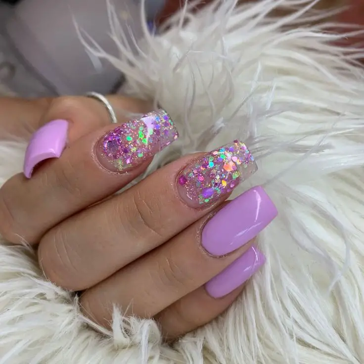 short square Glitter nails
