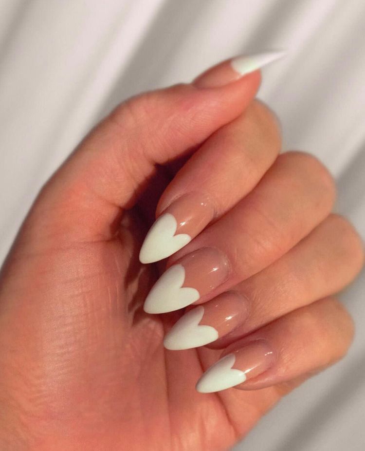 White almond-shaped nails