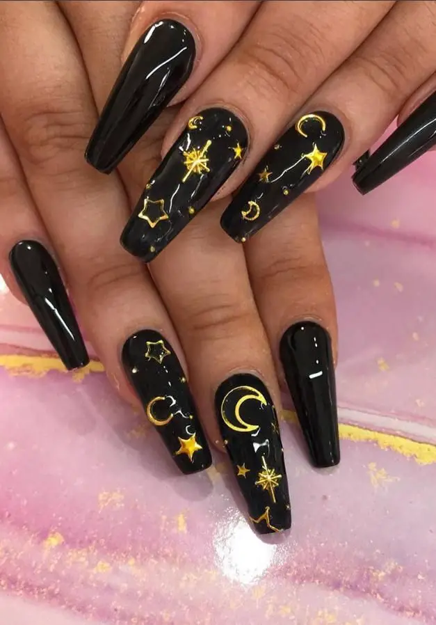 Black and clearance gold nail designs