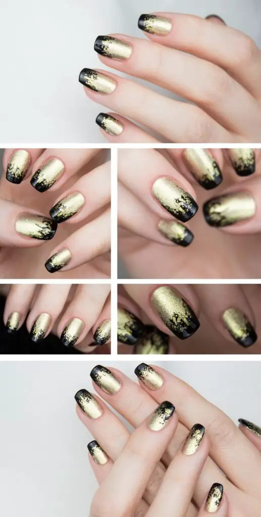 Black and gold oriental nail designs
