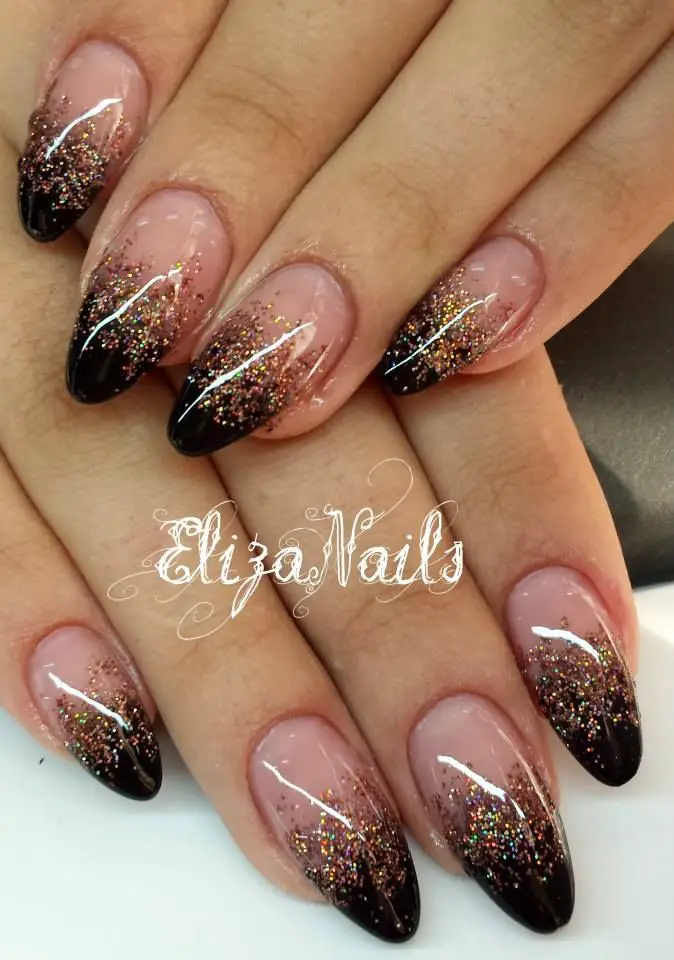 Buy Handmade Press on Nails Custom Black Gold Glitter Ombre Online in India  - Etsy