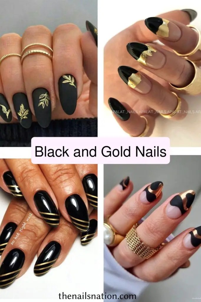simple black and gold nails - thenailsnation.com