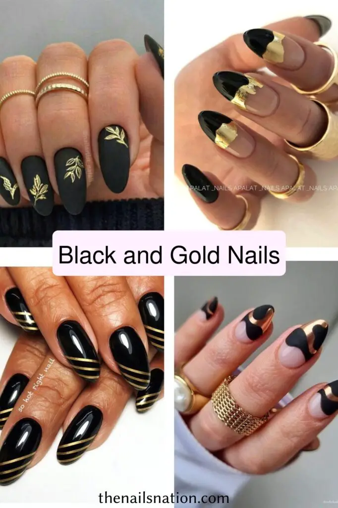 Black and Gold Nails 