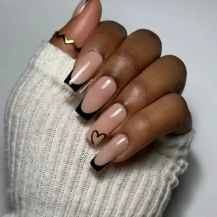 Black French Tips For Valentines