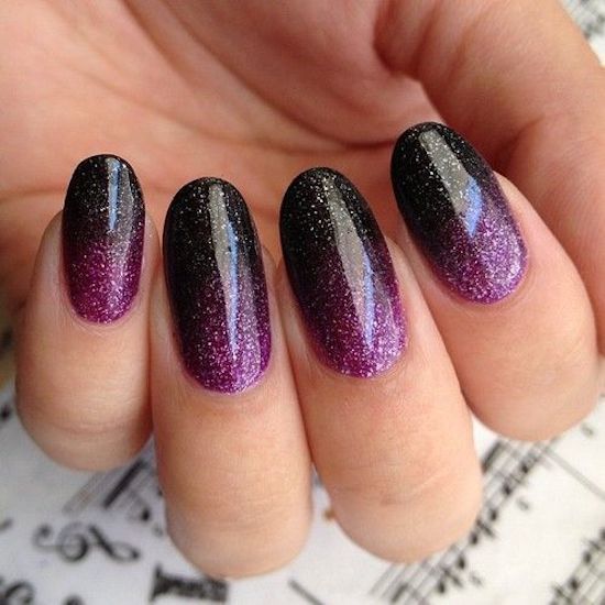 Black and Purple Nails Ombre