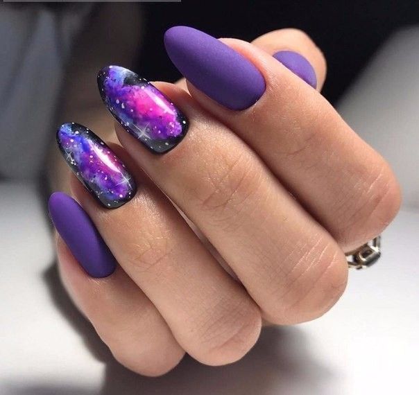 Black and Purple galaxy nail