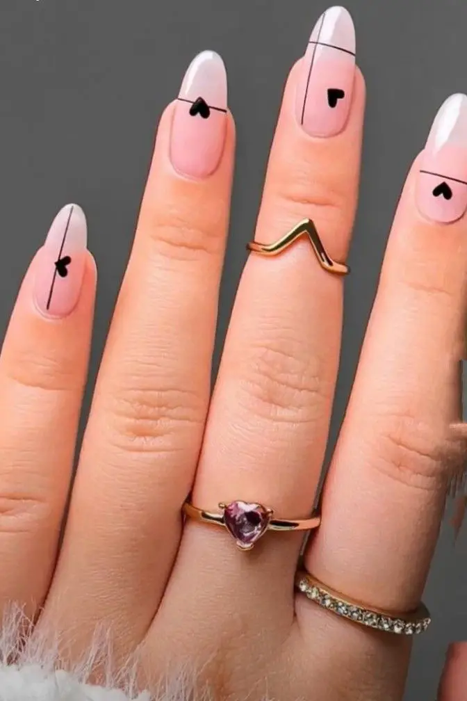 Minimalist Black Valentine Nails