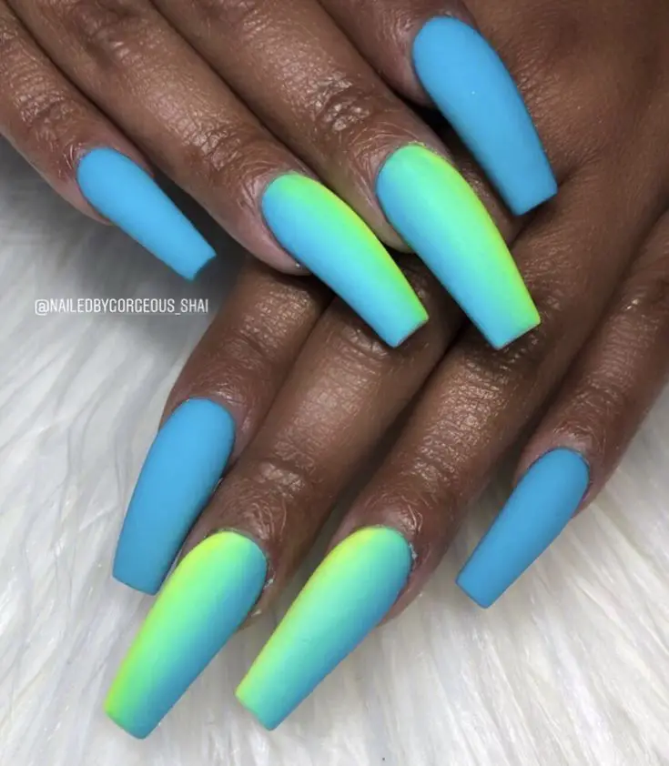Pastel Blue and Green Nail Design