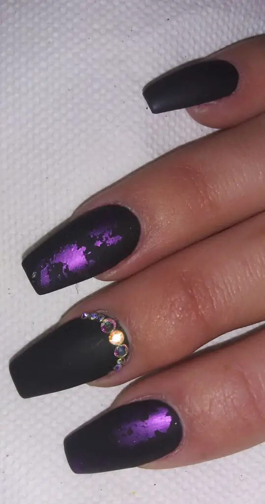 Purple foil nails