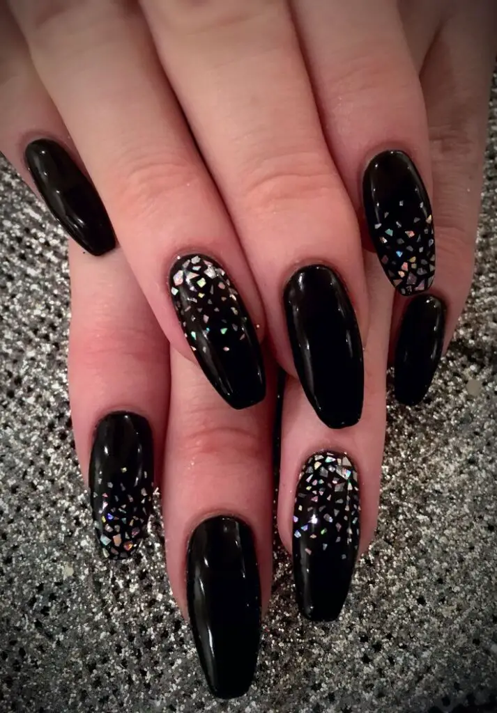 Shattered Glass Black Nails