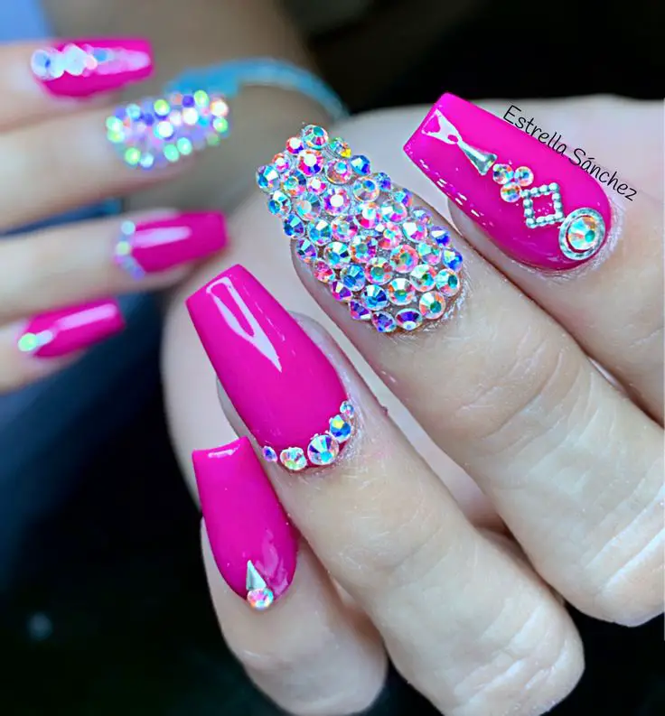 Dazzling Pink Chevron Nails