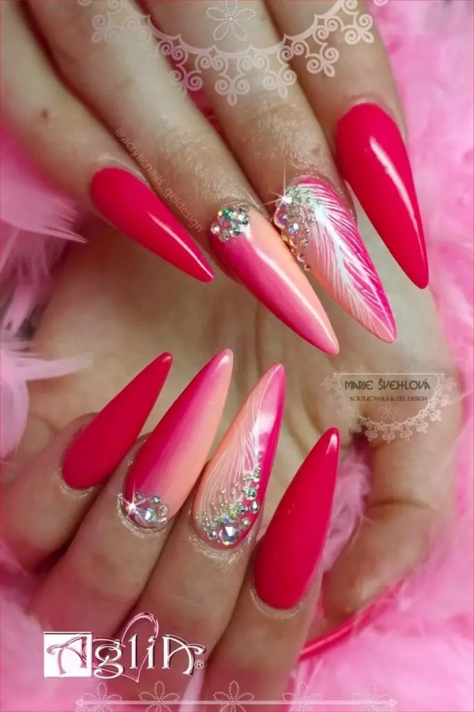 Edgy Pink Stilettos Nails