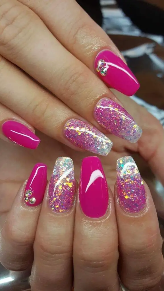 Pink Chrome Glam Nail