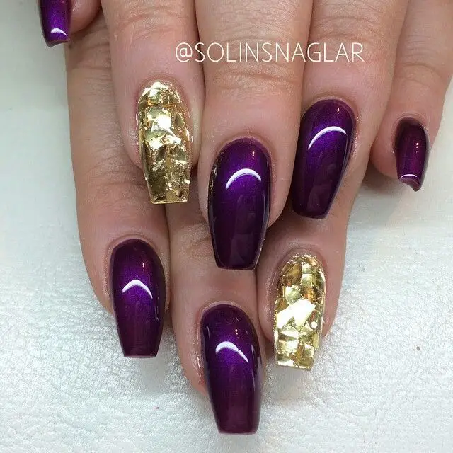 Regal Purple and Gold Nail Art