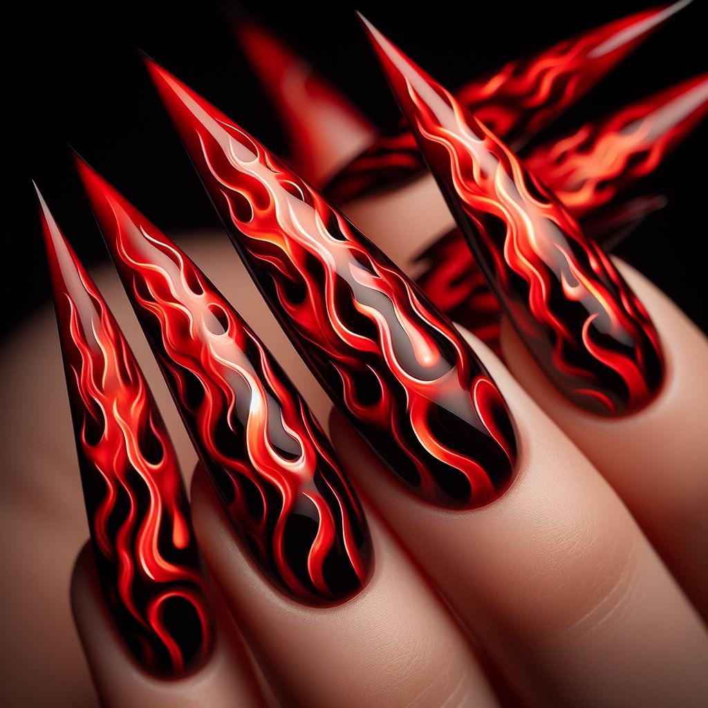 Baddie Flames Nails