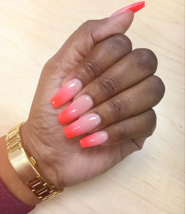Peach Sunset Ombre Nails