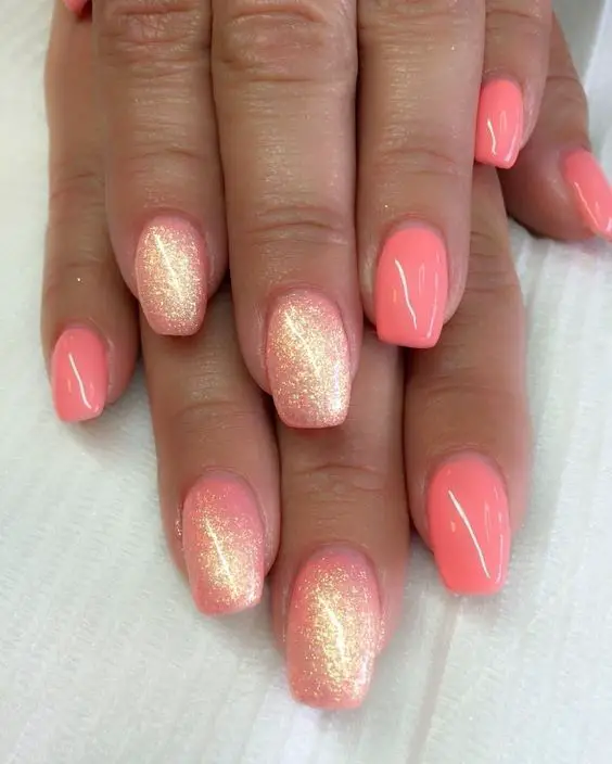 Peachy Galaxy Glam Nails