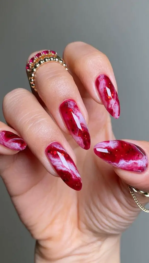 Red Marble Nails