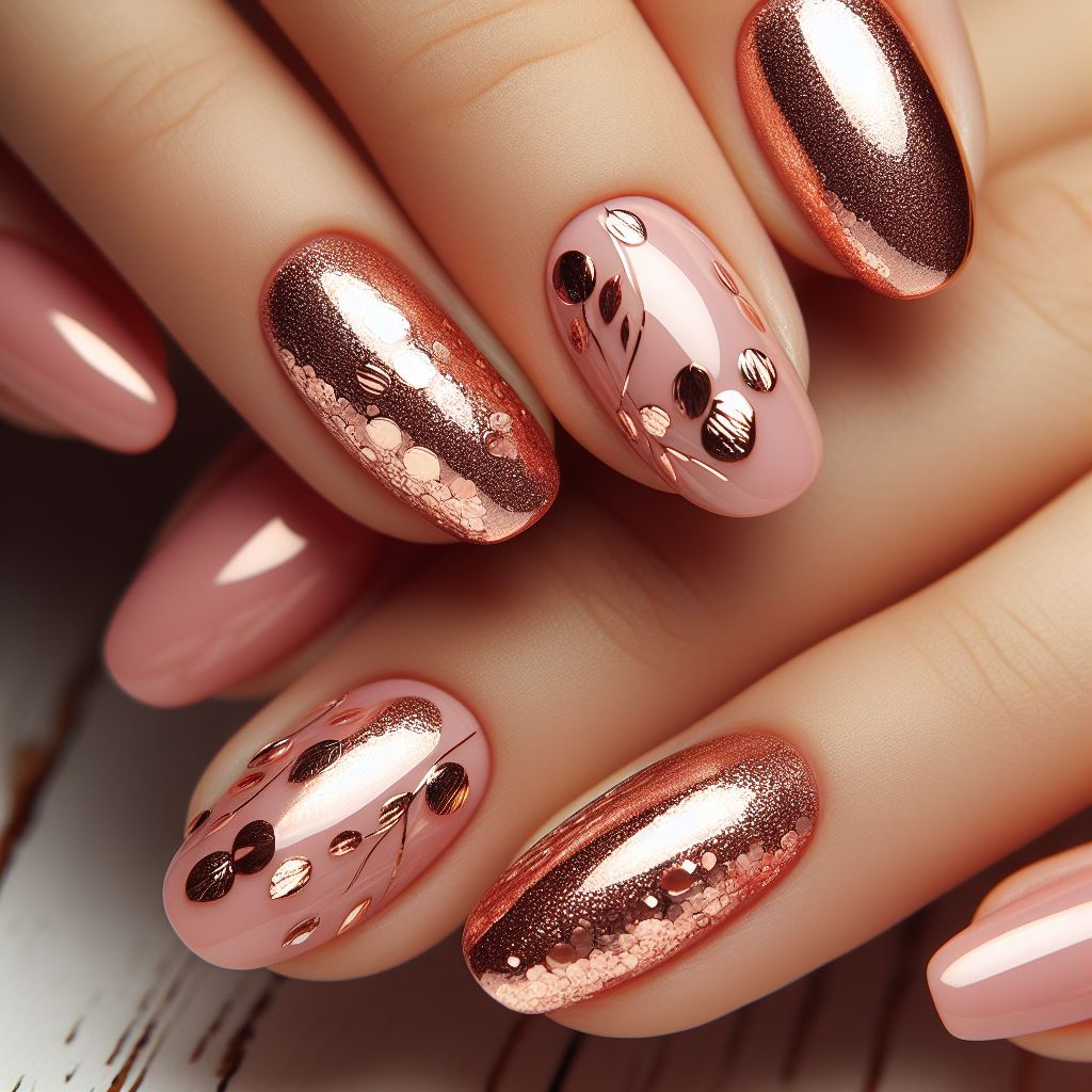 Rose Gold Coquette Nails 2