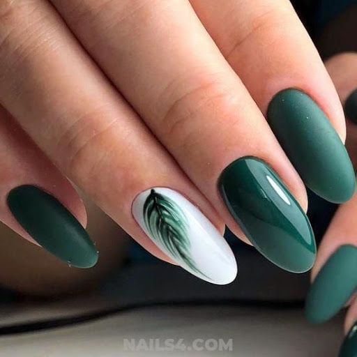 Simple White and Green Nail Design