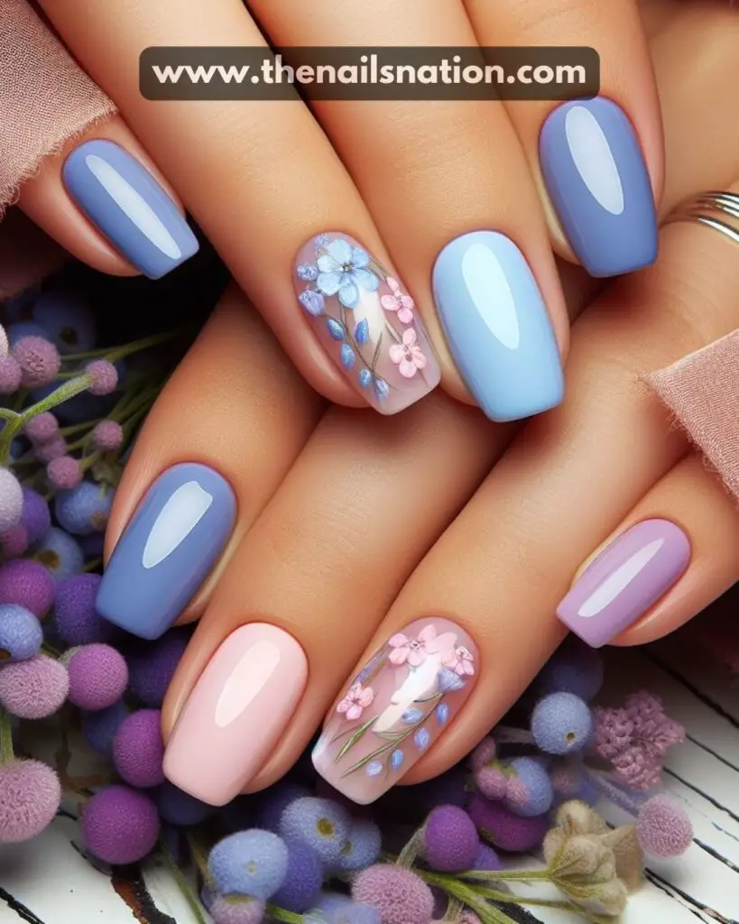 Periwinkle and Pastel Accents Nails