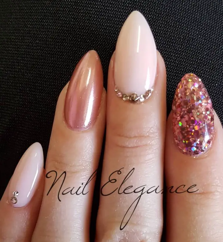 Rose Gold Glitter Ombre Nails