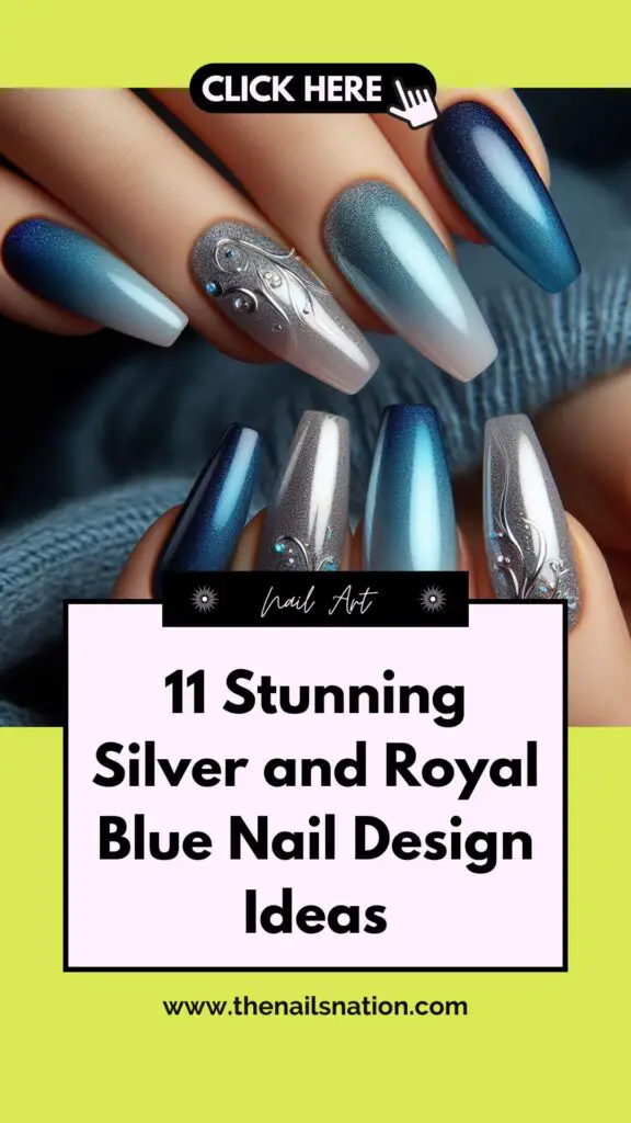 11 Stunning Silver and Royal Blue Nail Design Ideas (1)