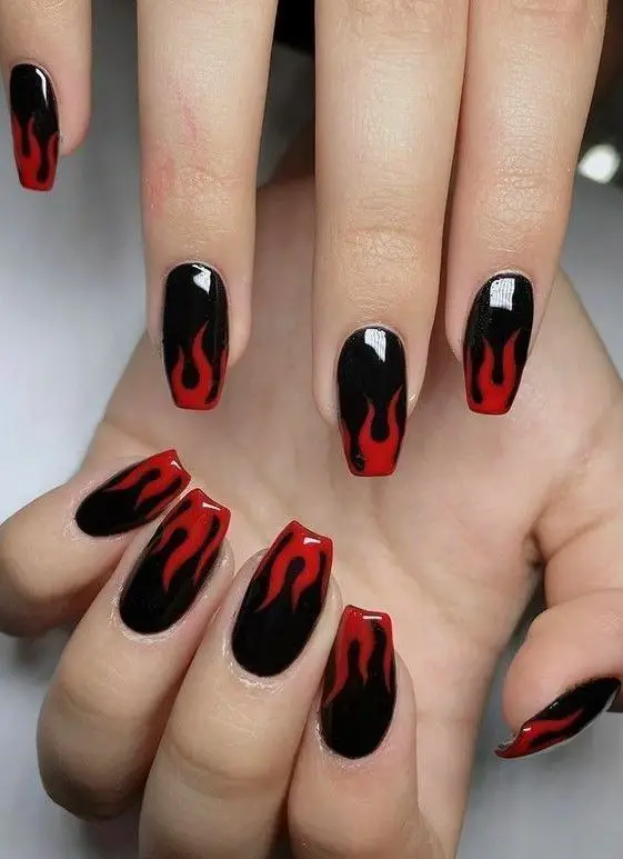 Black and Red Nails Acrylic nails