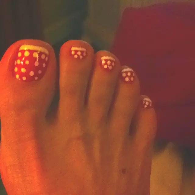 Coral and White Polka Dots