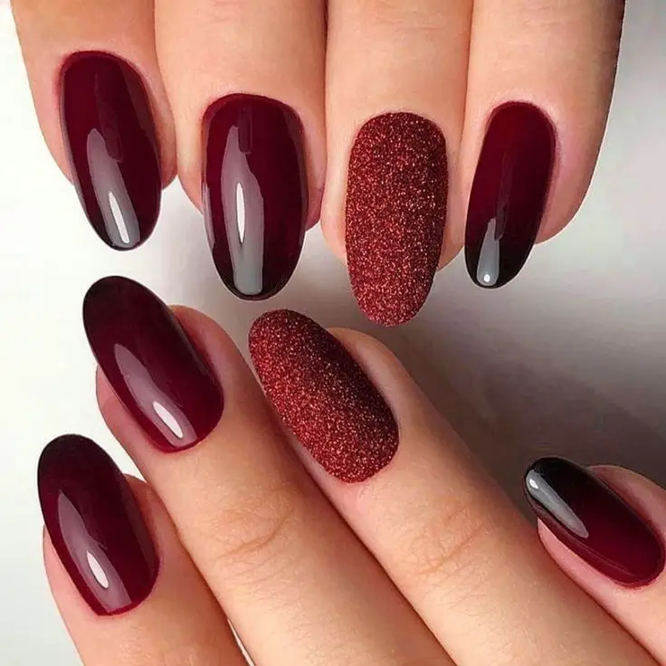 Glossy Dark Burgundy Manicure