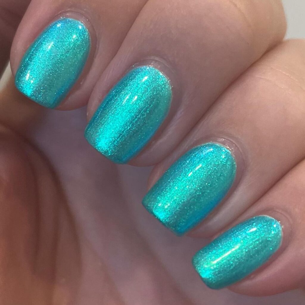 Neon Blue Nails Short and Sweet