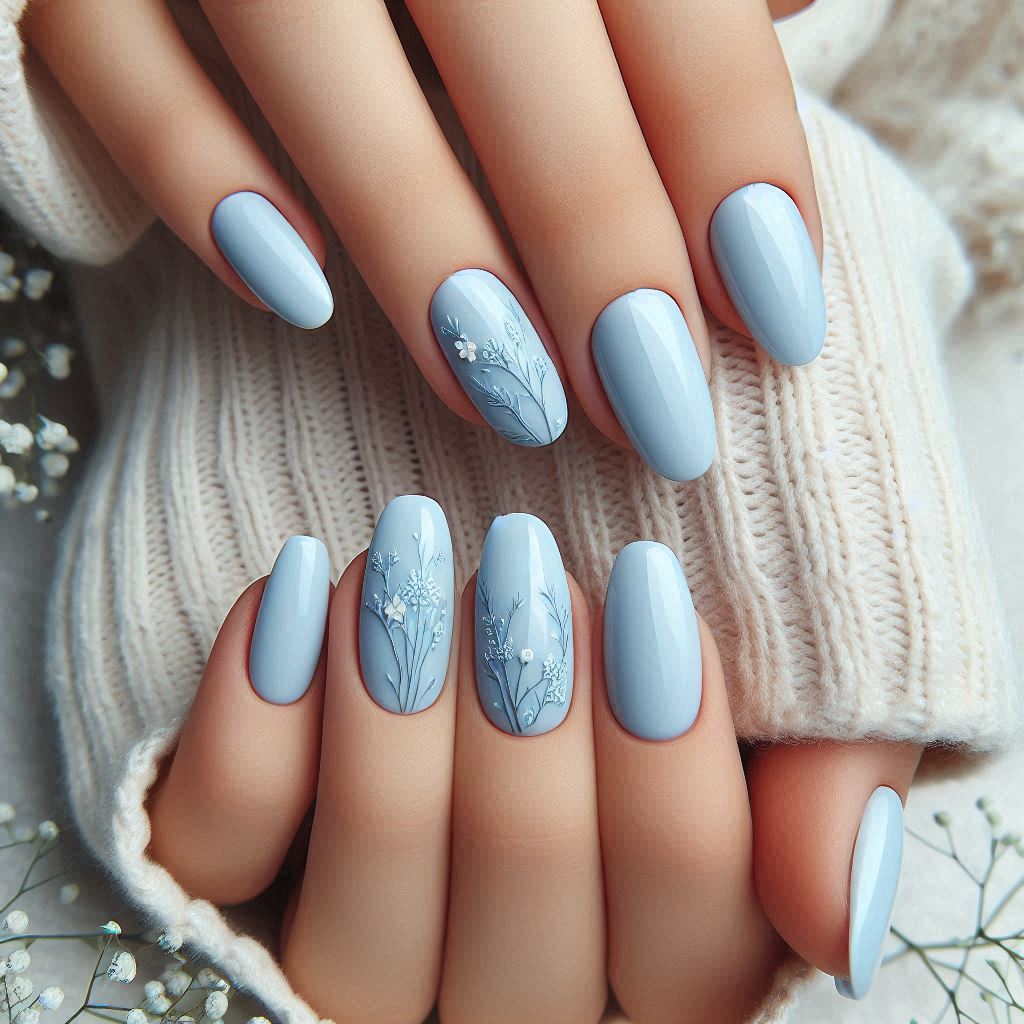 Pale Blue Nails