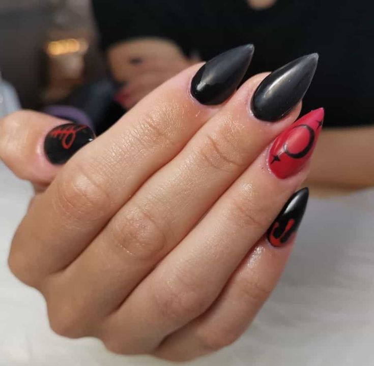 Red And Black Nails Design Mesmerizing Nail Art