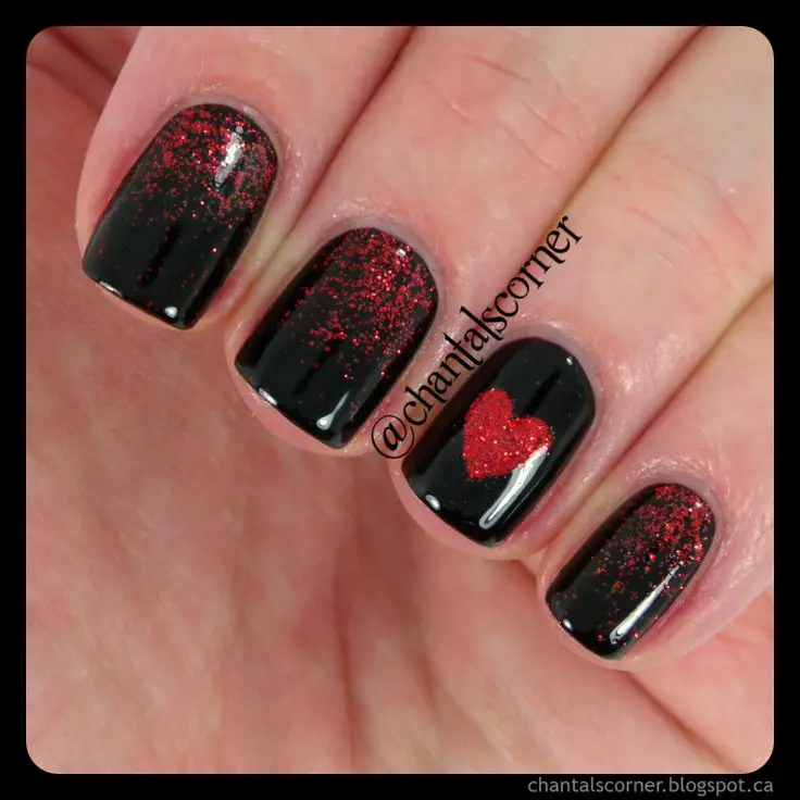 Red and Black Nails valentine nails