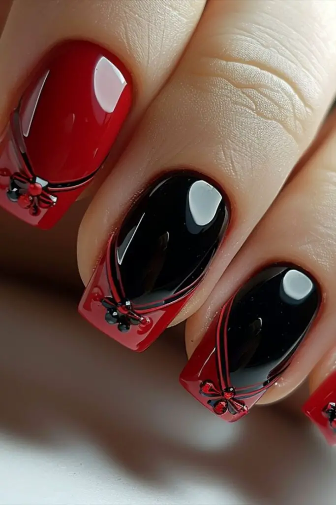 Red and black gel nails