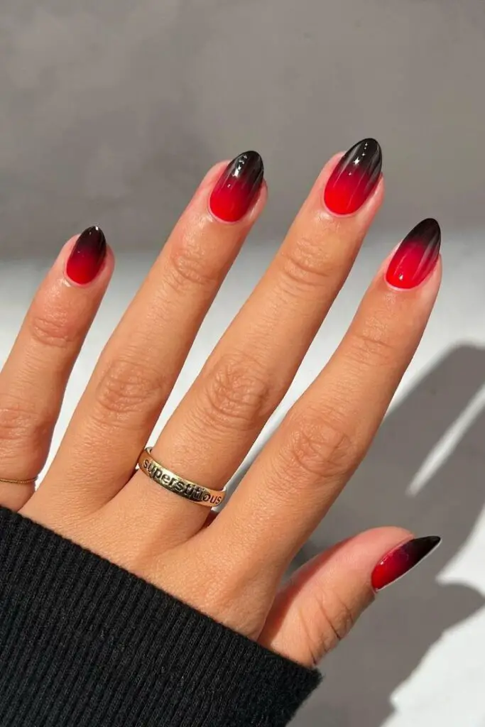 black and Red Nails for Prom Night