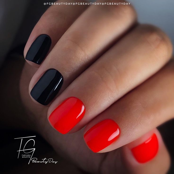 classic Black and Red Nails