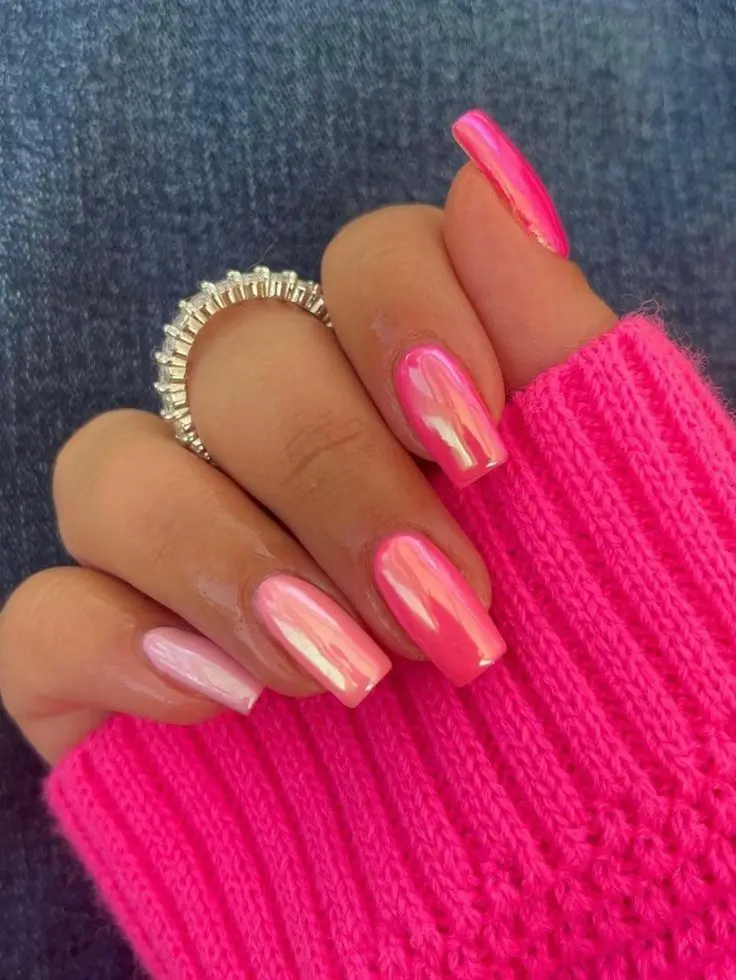 pink prom nails short