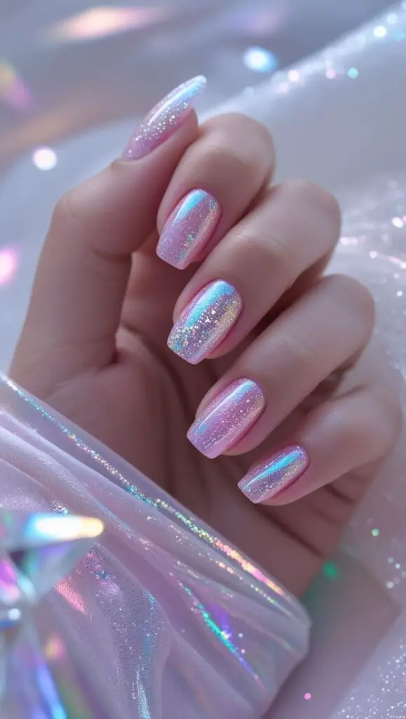 Soft Pink Glitter Pop Nails