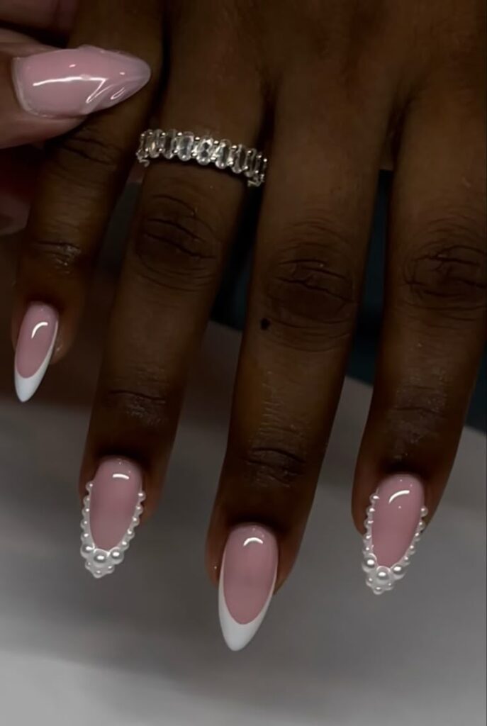 Pastel Pink with Pearls Nails