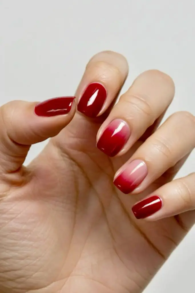 Ombre Red Prom Nails