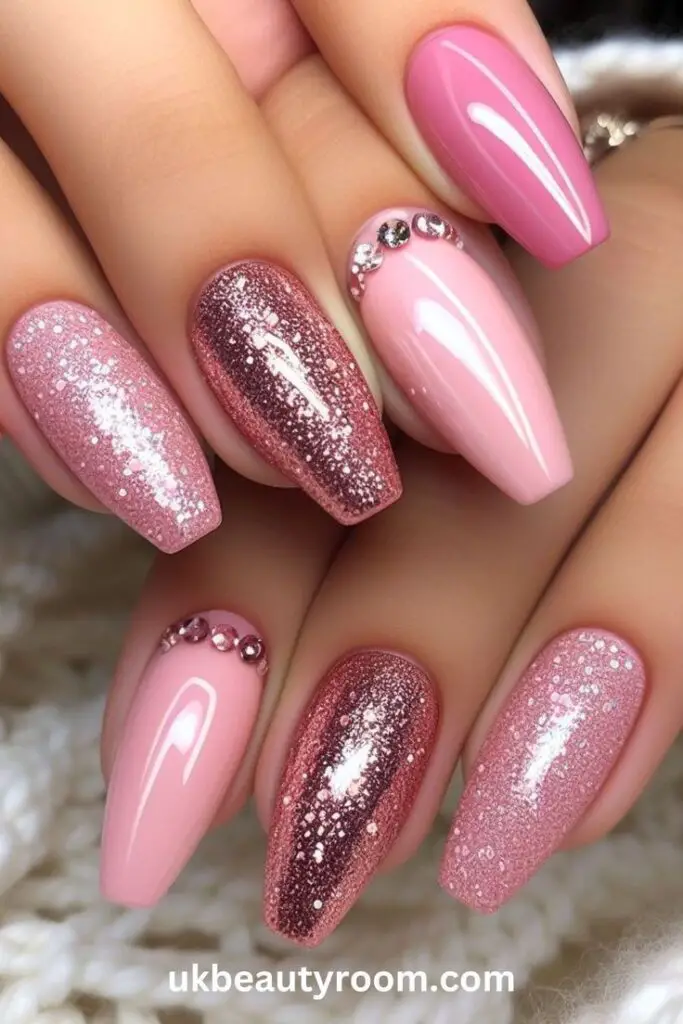 Rose Gold Pink Flex Prom Nails