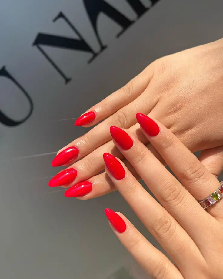 Glossy Red Nails