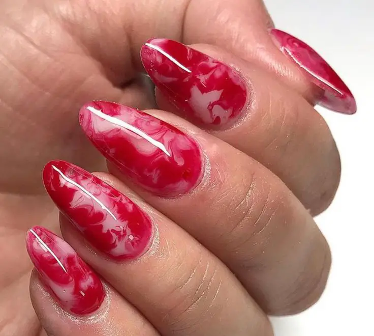 Red Marble Prom Nails