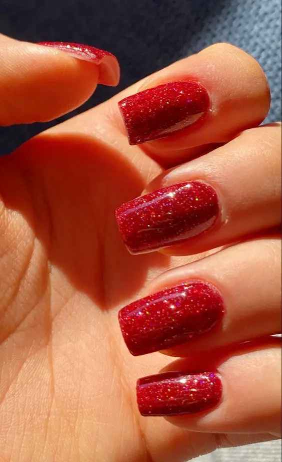 Red Prom Nails Short