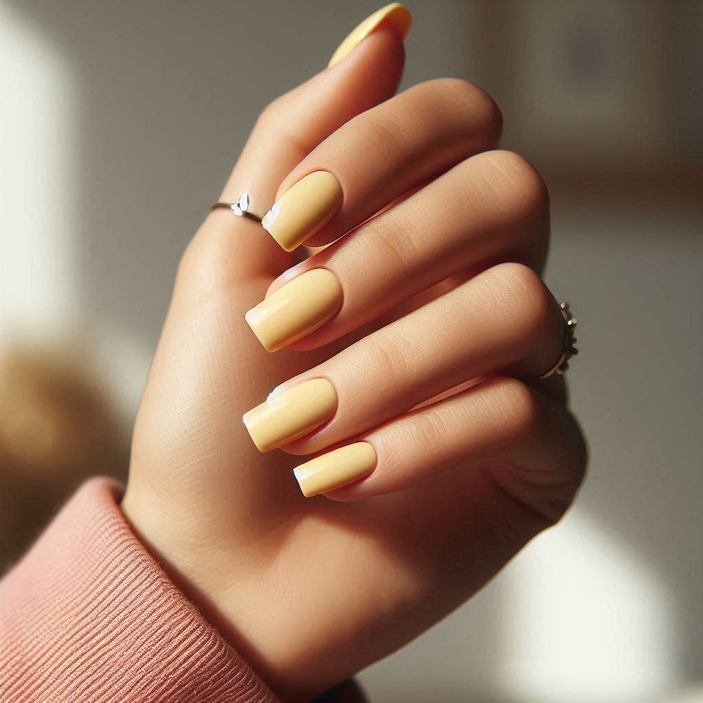 Butter Yellow Nails Square